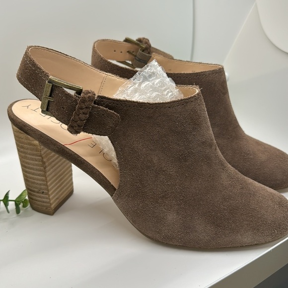 Sole Society Apollo Taupe Heel Mule  Cow Suede Bootie heels-Size 11 - Picture 4 of 12